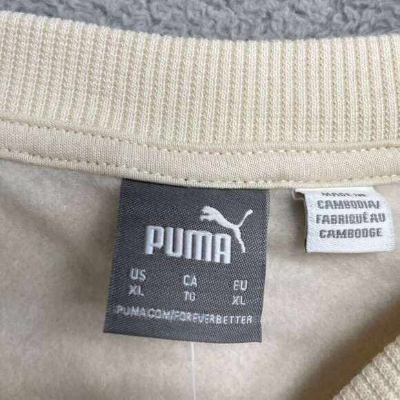 NEW Puma Women's XL Cream Crewneck Sweatshirt Cotton Blend - Picture 6 of 9